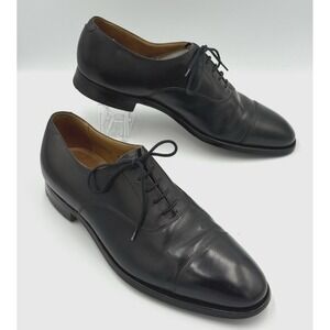Shipton & Heneage Mens Black Leather Cap Toe Brogue Oxfords Size 8E